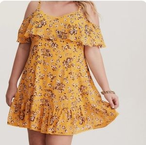 Torrid size 2 flouncy floral yellow sun dress